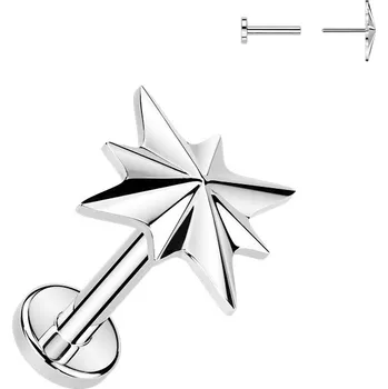 Piercing Šperky4U Piercing do brady hvězdička - PUSH IN labreta TITAN - TIT1644