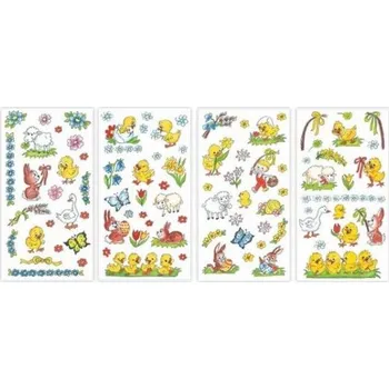 Velikonoční dekorace Velikonoční samolepky na vajíčka gelové tradiční motivy 19x9cm