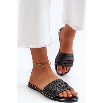 Dámské pantofle Boto Dámské sandály s pletením na ploché podrážce Radians Barva: Černá, Velikost: 37