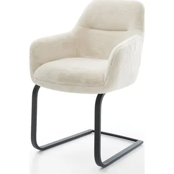 Jídelní židle DELIFE Jídelní židle Pejo-Flex plyšový manšestr krémová-bílá jídelní židle plochá černá taštičkové pružiny