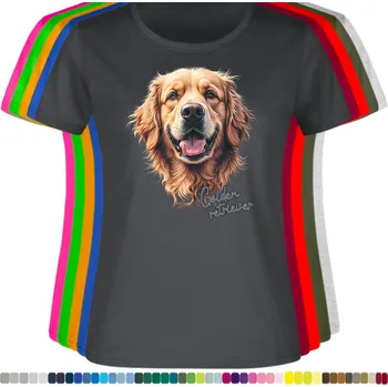 Dámské tričko damske-levne-bavlnene-tricko-digitalni-potisk-zlaty-retrivr Barva: Light graphite - světle grafitová, velikost: 3XL