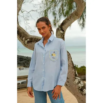 Dámská halenka Bavlněná košile LEMON Onado M8358 barva: modrá světlá, velikost: M