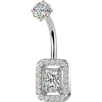 Piercing Šperky4U Ocelový piercing do pupíku se zirkony - BS1079