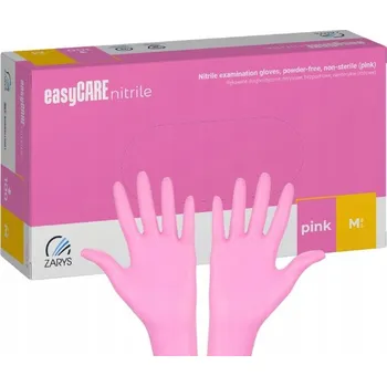 Vyšetřovací rukavice Nitrilové rukavice bez pudru RŮŽOVÉ M 100 Ks easyCARE Zarys