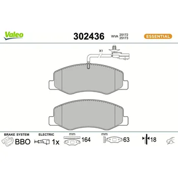 Brzdová destička Sada brzdových destiček, kotoučová brzda VALEO 302436
