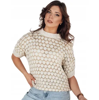 Dámský svetr DStreet dámský svetr béžový oversize ke pasu univerzální velikost