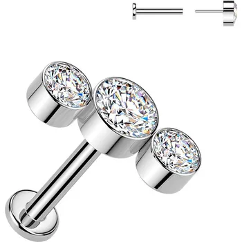 Piercing Šperky4U Piercing do brady - PUSH IN labreta TITAN, barva: čirá - TIT1651-C