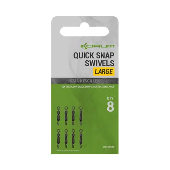 Korum Rychlovýměnný Obratlík Smokescreen Quick Snap Swivel Počet kusů: 8ks, Velikost: Large