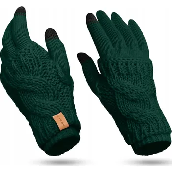 Rukavice Nandy dámské dotykové rukavice a palčáky s copánkovým vzorem, dvouvrstvé zimní 2v1