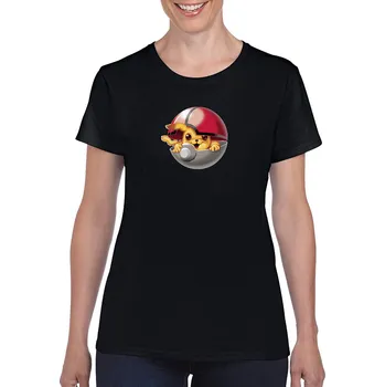 Dámské tričko levne-damske-bavlnene-tricko-potisk-pikachu Velikost dámská trička Basic: S šířka 44, délka 60, Odstín dámské tričko Basic: Černé