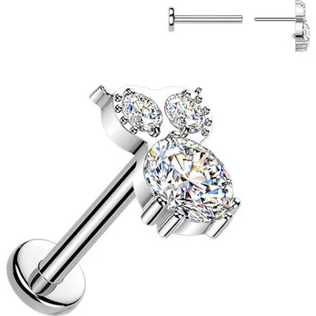 Piercing Šperky4U Piercing do brady sovička - PUSH IN labreta TITAN - TIT1702