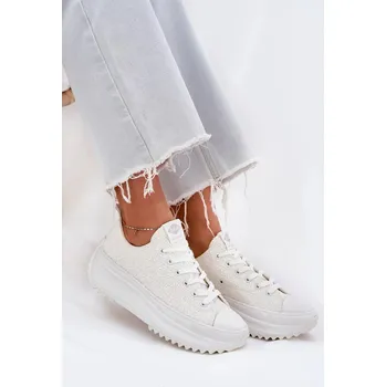 Dámské tenisky Dámské trampky s výšivkou na platformě Lee Cooper – bílé Velikost: 38