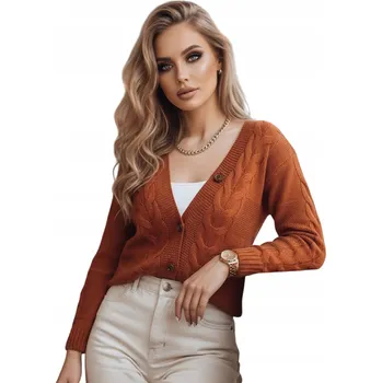 Dámský svetr DStreet dámský svetr oranžový klasický do pasu univerzální velikost