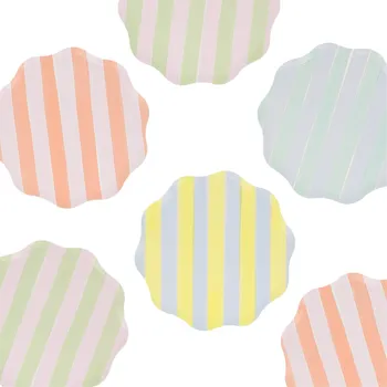 Talíř Meri Meri Papírový talíř Pastel Stripe Side –&nbsp;set&nbsp;8&nbsp;ks