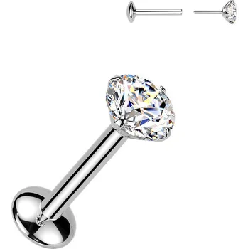 Piercing Šperky4U Piercing do brady - PUSH IN labreta TITAN Moissanit 0.25ct (4mm) - TM021