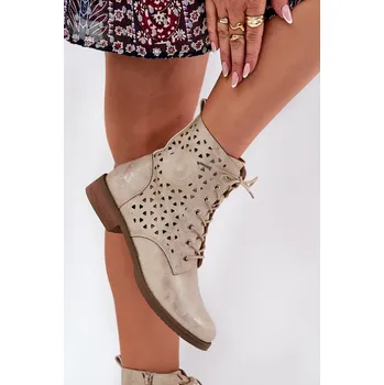 Dámské kozačky Boto Boty S Prodyšným Vzorem Na Zip Jasno Serfina Barva: Zlatá, Velikost: 37