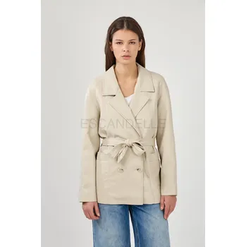 Koženkové sako s vázáním Ovania ESC 5262 barva: béžová, velikost: S