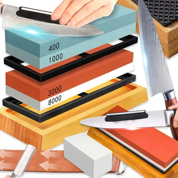 Brousek na nože korundové oboustranné s bambusovou základnou