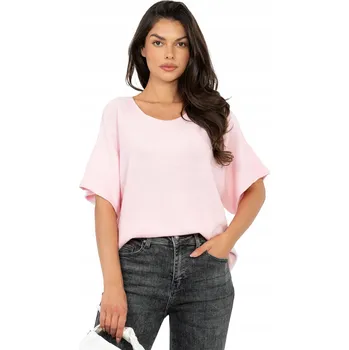 Dámský svetr Italy Moda dámský svetr růžový volný do pasu univerzální velikost