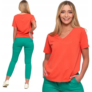 Dámské tričko DÁMSKÉ TRIČKO MORAJ PREMIUM BAVLNA VOLNÉ TRIČKO POHODLNÉ VÝSTŘIH DO V S