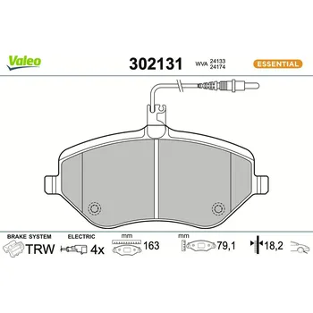 Brzdová destička Sada brzdových destiček, kotoučová brzda VALEO 302131