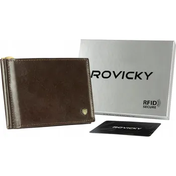 Peněženka Rovicky pouzdro na bankovky z hnědé lícové kůže - muž