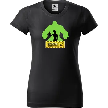 Dámské tričko levne-damske-bavlnene-tricko-potisk-stin-Hulk Velikost dámská trička Basic: M šířka 47, délka 63, Odstín dámské tričko Basic: Grafitové