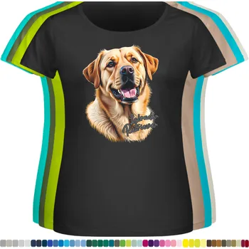 Dámské tričko damske-levne-bavlnene-tricko-digitalni-potisk-pes-labrador Barva: Black -černá, velikost: S