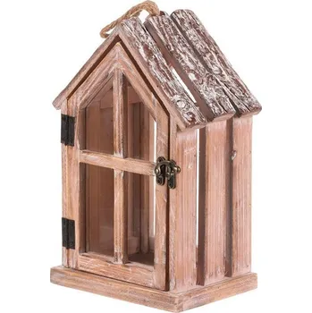 Lucerna Lucerna dřevěná - tvar domku, přírodní barva