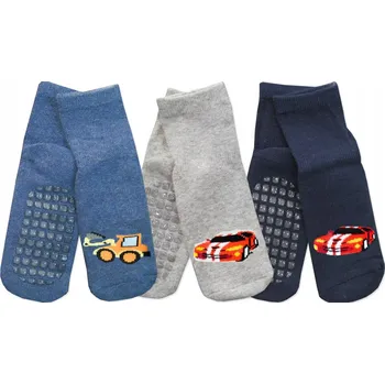 Dámské ponožky 27-30 Ponožky 3x SILIKONOVÉ PROTISKLUZOVÉ ponožky CARS Noviti ABS W4