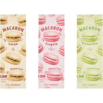Sušenky s příchutí Makronky Cuoronero 3x42g jahoda pistácie kakao