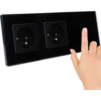 Elektrická zásuvka Elektrická zásuvka Decorya 2x nástěnná černá s uzemněním dotyková