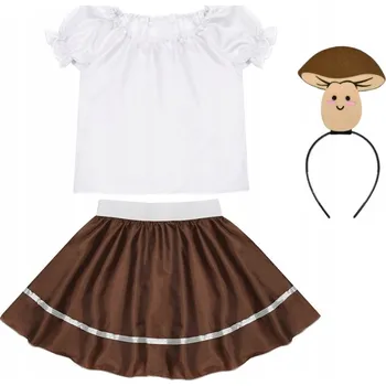 Karnevalový kostým KOSTÝM HŘÍBEK S KLOBOUKEM A SUKÝNKOU HNĚDÝ 98-110