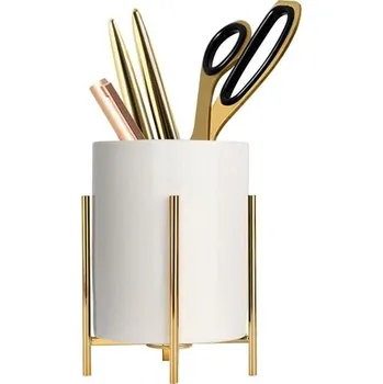 Úložný box Držák na pero, organizér na pera s kovovým povrchem, krabička na pera, do kanceláře, na stůl nebo