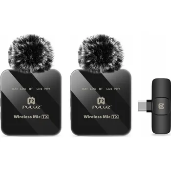 Mikrofon 2x Bezdrátový klopový mikrofon pro telefon s USB Type-C / Puluz PU648B