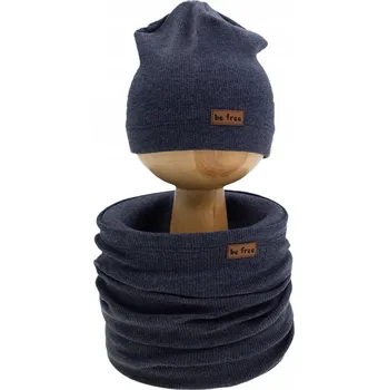 Čepice Chlapecká souprava čepice + nákrčník tmavě modrá Nicol, vel. 80/86