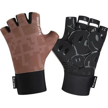 Rukavice WEST BIKING Dětské bezprstové letní protiskluzové rukavice M-L KAŠTANOVÁ|VÍCEBAREVNÁ|ZELENÁ