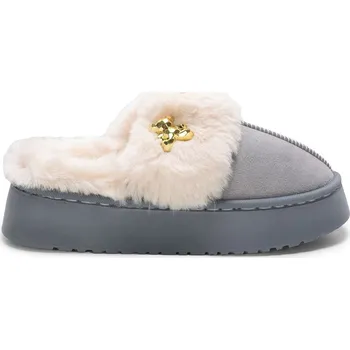 Dámská obuv Dámské Zateplené Domácí Pantofle Bamboše s Ozdobou Teplé Pantofle Šedé 40