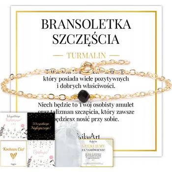 Náramek Náramek černý turmalín přírodní kámen štěstí 4 mm zlatý KailaArt
