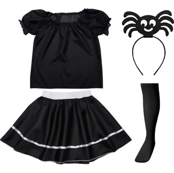 Karnevalový kostým KOSTÝM PAVOUK PŘEVLEK PAVOUČEK KOSTÝM NA HALLOWEEN ČERNÝ 116-128 5 dílů