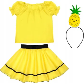 Karnevalový kostým KOSTÝM ANANAS SUKNĚ ČELENKA ŽLUTÁ 98-110 4ks