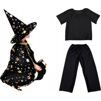 Karnevalový kostým KOSTÝM ČARODĚJ PŘEVLEK HALLOWEEN SVATOONDŘEJSKÁ NOC SET HARRY POTTER 134-140