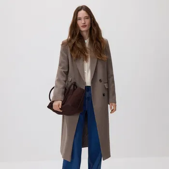 Reserved - Kabát ze směsi vlny - šedobéžová - 725AY-74X - 725AY-74X-S