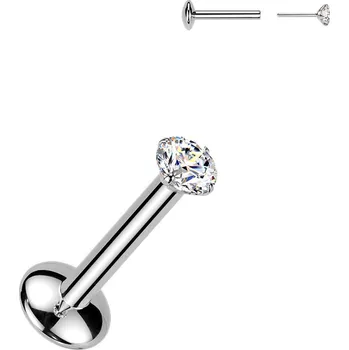 Piercing Šperky4U Piercing do brady - PUSH IN labreta TITAN Moissanit 0.06ct (2,5mm) - TM019