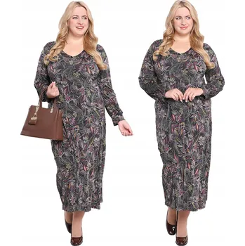 Dámské šaty Černé šaty s dlouhým rukávem s rostlinným vzorem velikost 46/48