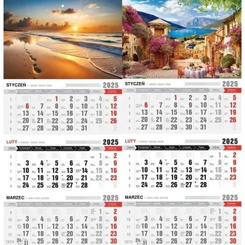 Kalendář TRÍDÍLNÝ NÁSTĚNNÝ KALENDÁŘ 2025 - JEDNODÍLNÝ - Různé vzory