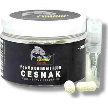 Nástraha Method Feeder Fans Pop Up Dumbell Fluo 8 x 15 mm/150 ml česnek + sprej Esence 2 ml