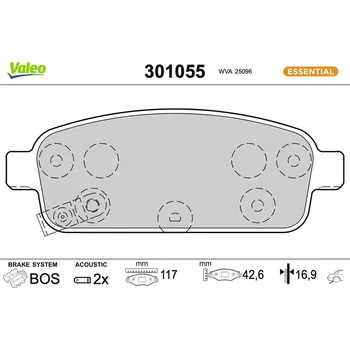 Brzdová destička Sada brzdových destiček, kotoučová brzda VALEO 301055