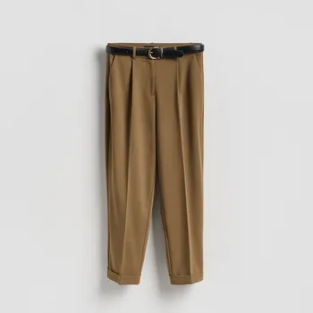 Dámské kalhoty Reserved - Kalhoty s páskem - světle olivová - 185GU-81X - 185GU-81X-S