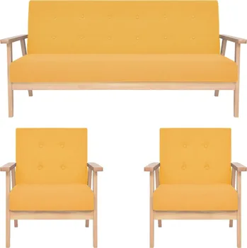 Pohovka zahrada-XL 3dílná sedací souprava textilní čalounění žlutá 279147